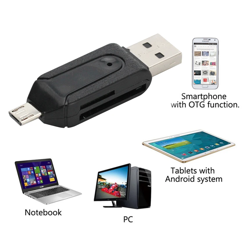 2 in 1 USB OTG Card Reader Micro USB OTG TF/SD Card Reader Phone Extension Headers Flash Drive Adapter For Smartphone Computer
2 in 1 USB OTG Card Reader Micro USB OTG TF/SD Card Reader Phone Extension Headers Flash Drive Adapter For Smartphone Computer