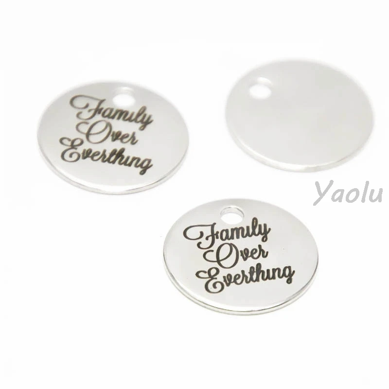 10pcs/lot Family over everything charm Inspirational Stainless steel disc message Charm pendant 20mm
10pcs/lot Family over everything charm Inspirational Stainless steel disc message Charm pendant 20mm
