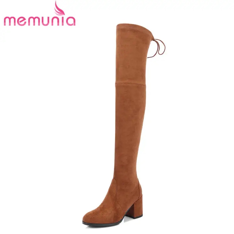 MEMUNIA 2020 new arrival round toe autumn winter thigh high boots hot sale elegant flock boots square high heels women shoes
MEMUNIA 2020 new arrival round toe autumn winter thigh high boots hot sale elegant flock boots square high heels women shoes