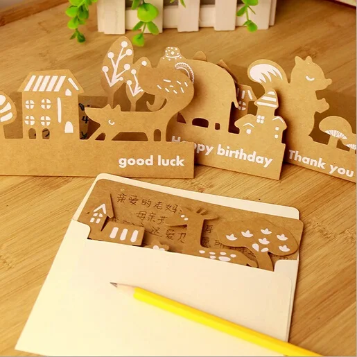 1set/lot novelty Animal Kraft paper Vintage Hollow style Greeting card set with envelope bookmark new year gift cards
1set/lot novelty Animal Kraft paper Vintage Hollow style Greeting card set with envelope bookmark new year gift cards