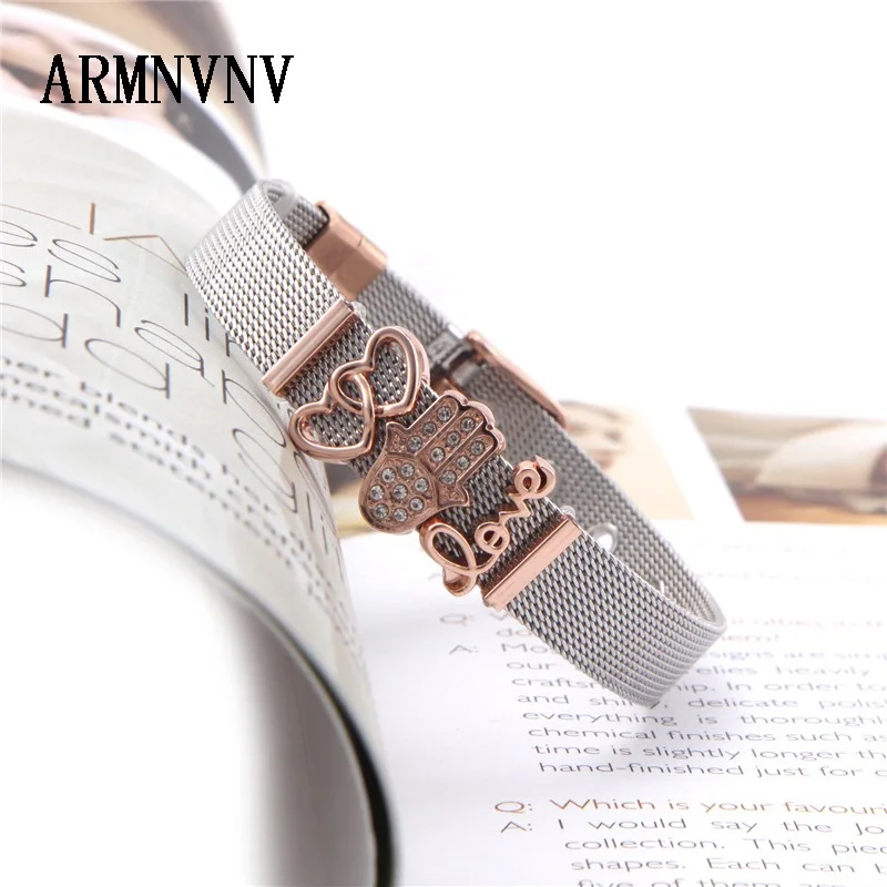 ARMNVNV Jewelry Crystal Palm Love Heart Slide Charms Mesh Keeper Bracelets Mom Bracelets for Women Gift
ARMNVNV Jewelry Crystal Palm Love Heart Slide Charms Mesh Keeper Bracelets Mom Bracelets for Women Gift