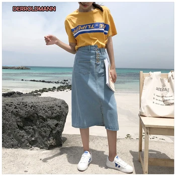Summer Jeans Skirt Plus Size Korean High Waist Medium Skirt with Denim Skirt Women with Pocket Button
Summer Jeans Skirt Plus Size Korean High Waist Medium Skirt with Denim Skirt Women with Pocket Button