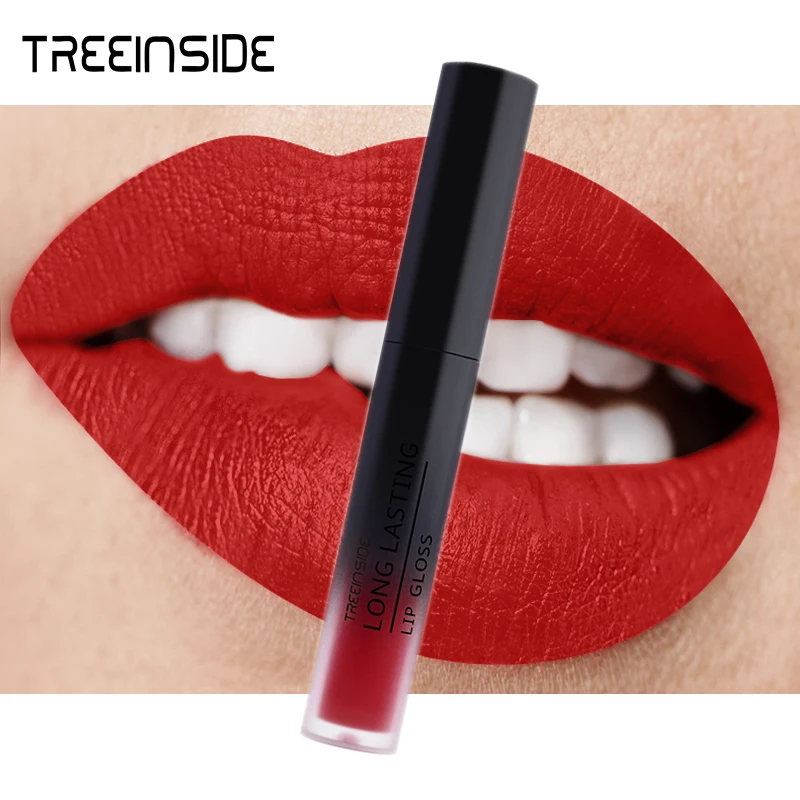 

TREEINSIDE Brand Velvet Matte Lip Gloss Color Makeup Long Lasting Pigment Sexy Classic Red Matte Liquid Lipstick Lot