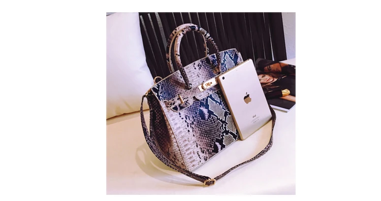 Luxury Designer Serpentine Patten Women Pu Leather Handbags