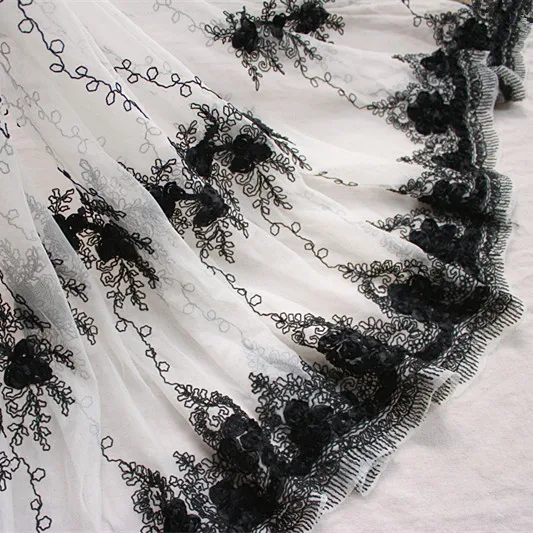 25.6"65cm(2yards/lot) White Tulle with Black 3D Chiffon Flower Lace Trim~~Bloomy~,Mesh Embroidery Lace Trim
25.6"65cm(2yards/lot) White Tulle with Black 3D Chiffon Flower Lace Trim~~Bloomy~,Mesh Embroidery Lace Trim