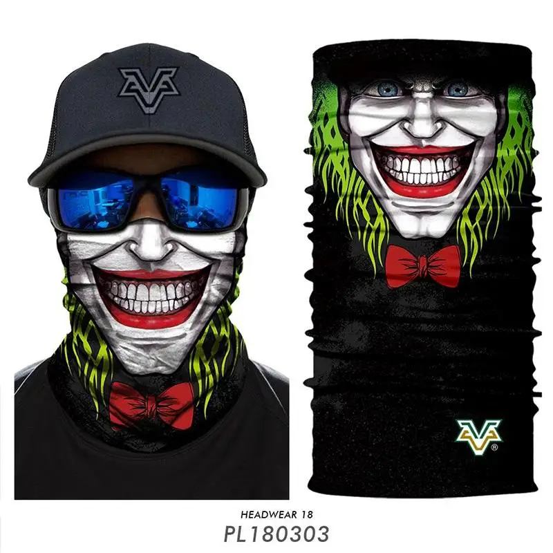 10pcs/lot Wholesale Joker Bandana Scarf 3D Seamless Balaclava Skull Clown Camouflage Headband Women Coif Multifuntional Headwear
10pcs/lot Wholesale Joker Bandana Scarf 3D Seamless Balaclava Skull Clown Camouflage Headband Women Coif Multifuntional Headwear