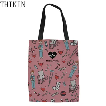 THIKIN Cartoon Pills Wheelchair Pattern Shopping Bags Ladies Foldable Shopper Bag Cute Nurse Printing Canvas Tote Bags for Women
THIKIN Cartoon Pills Wheelchair Pattern Shopping Bags Ladies Foldable Shopper Bag Cute Nurse Printing Canvas Tote Bags for Women