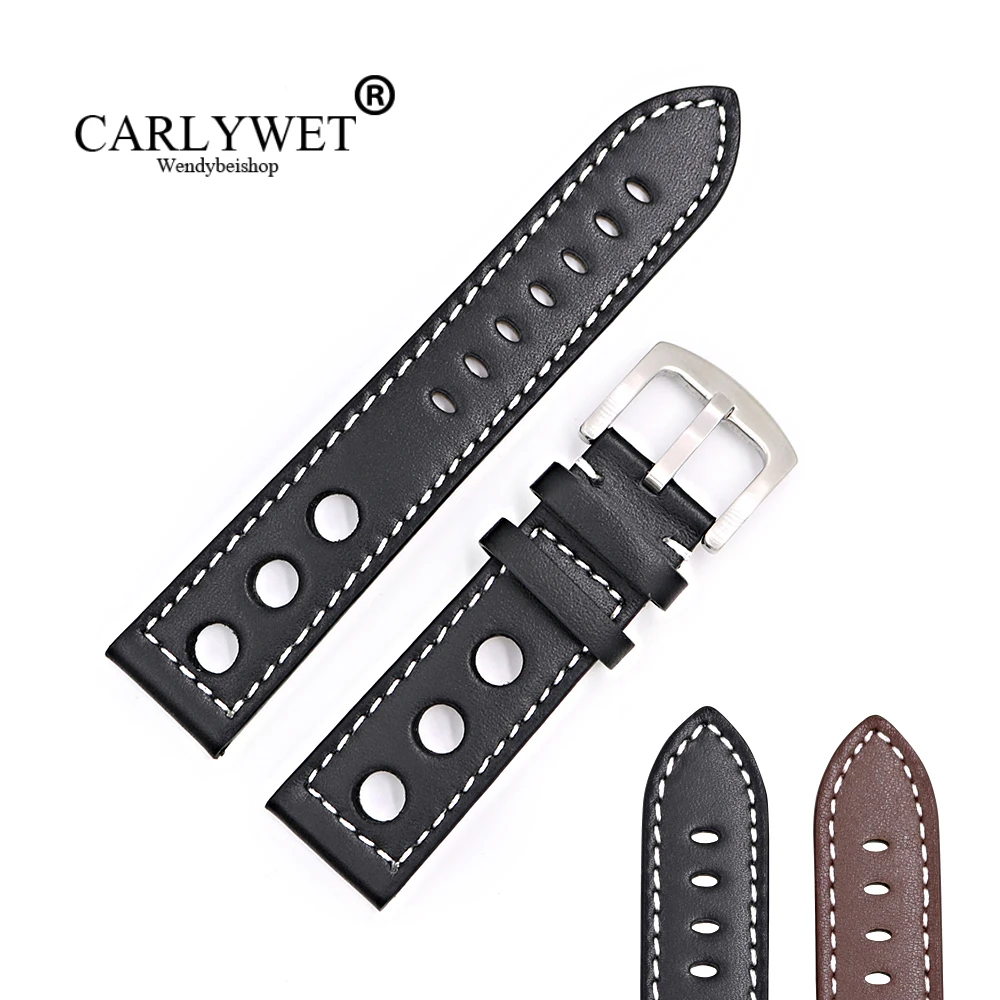 CARLYWET 22mm Newest Hot Sell Popular Real Calf Leather Handmade Black Brown with White Stitches Wrist Watch Band Strap Clasp
CARLYWET 22mm Newest Hot Sell Popular Real Calf Leather Handmade Black Brown with White Stitches Wrist Watch Band Strap Clasp