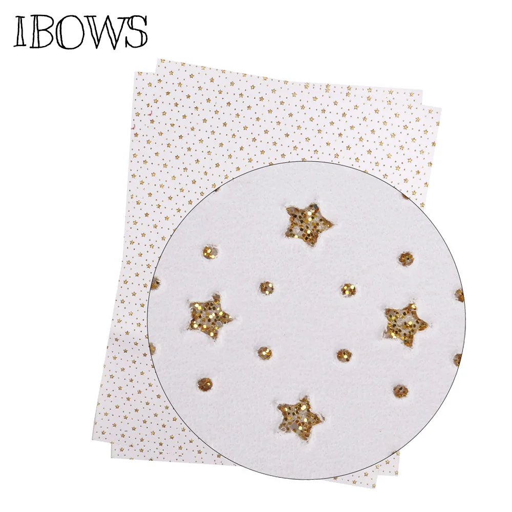 IBOWS 22*30cm Snythetic Leather with Glitter Stars Dots Faux Leather Fabric for DIY Hair Bows Accessories Handmade Bags Fabric
IBOWS 22*30cm Snythetic Leather with Glitter Stars Dots Faux Leather Fabric for DIY Hair Bows Accessories Handmade Bags Fabric