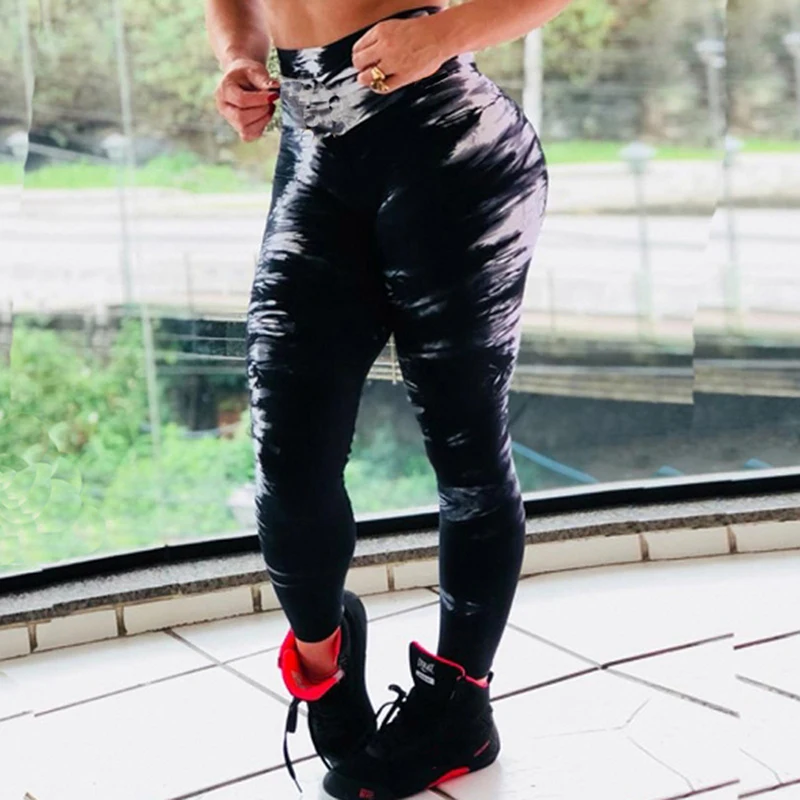 High Elasticity Women Waist Fitness Pants Sports Leggings Black White Digital Printing Leggins Push Up Trousers | Женская одежда