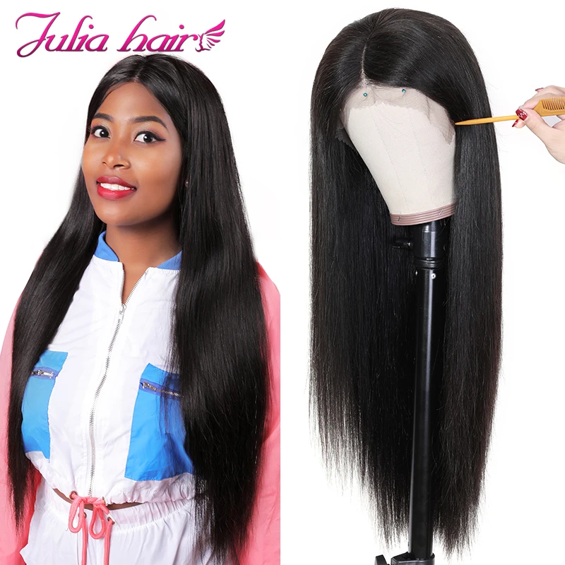 

Ali Julia Hair Full Lace Wigs Brazilian Straight Human Hair Wig Pre Plucked Remy Hair 150% Density For Choice