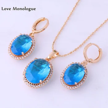 Love Monologue Classic Oval Blue Sky Crystal & Cubic Zirconia Yellow Gold Color Bridal 3 Pcs Jewelry Sets for Womens X0033
Love Monologue Classic Oval Blue Sky Crystal & Cubic Zirconia Yellow Gold Color Bridal 3 Pcs Jewelry Sets for Womens X0033