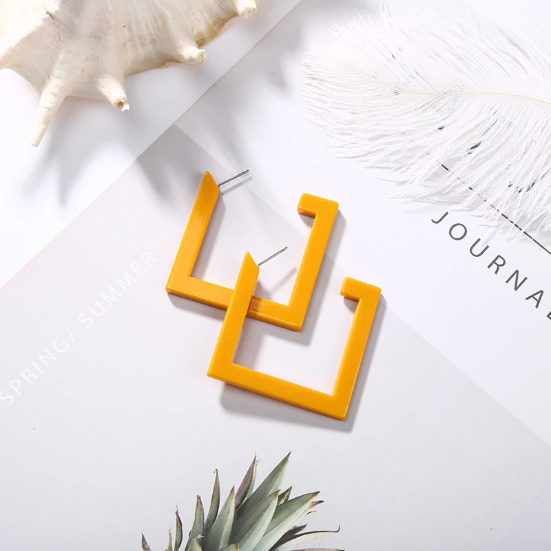 Simple Big Yellow Acrylic Acetate Acetic Acid Earrings for Women Fashion Opened Square Geometric Ear Stud Jewelry Earrings Gifts
Simple Big Yellow Acrylic Acetate Acetic Acid Earrings for Women Fashion Opened Square Geometric Ear Stud Jewelry Earrings Gifts