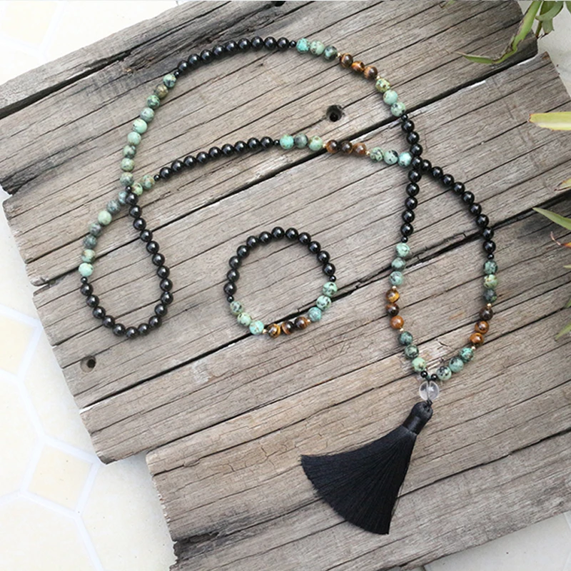8mm Natural Stone Bead,Black Onyx, African Turquoise, JapaMala Sets,Spiritual Jewelry,Meditation,Inspirational, 108 Mala Beads
8mm Natural Stone Bead,Black Onyx, African Turquoise, JapaMala Sets,Spiritual Jewelry,Meditation,Inspirational, 108 Mala Beads