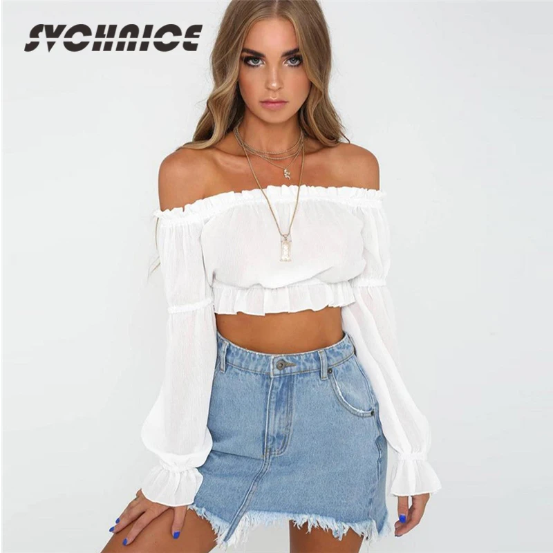 Slash Neck Summer Shirt Women 2018 Off Shoulder Tops Black White Blouses For Ladies Long Sleeve Crop Top Sexy Shirts
Slash Neck Summer Shirt Women 2018 Off Shoulder Tops Black White Blouses For Ladies Long Sleeve Crop Top Sexy Shirts