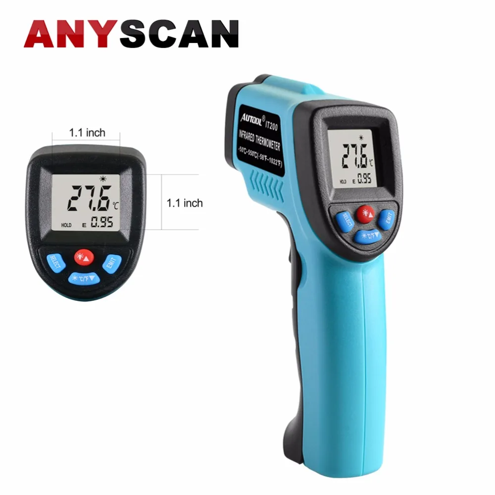 AUTOOL IT200 Digital Infrared Thermometer Laser Gun with HD Backlit LCD Display Screen Non-contact Temperature Meter | Автомобили и