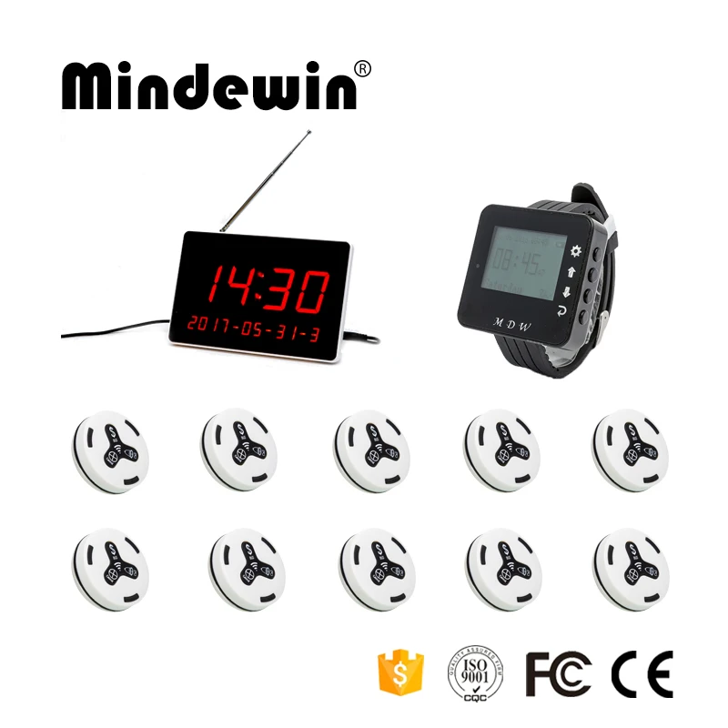 Mindewin 2017 Wireless Calling System Restaurant 10PCS M-K-3 Call Button +1PC M-W-1 Watch Pager +1PC M-R-1 Display Receiver
Mindewin 2017 Wireless Calling System Restaurant 10PCS M-K-3 Call Button +1PC M-W-1 Watch Pager +1PC M-R-1 Display Receiver