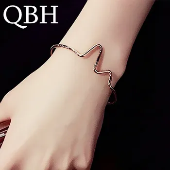 

New Fashion Open Charm Cuff Bangles & Bracelets For Women Tiny Jewelry Triangle Heart Heartbeat Skeleton Leaf Arrow pulseras