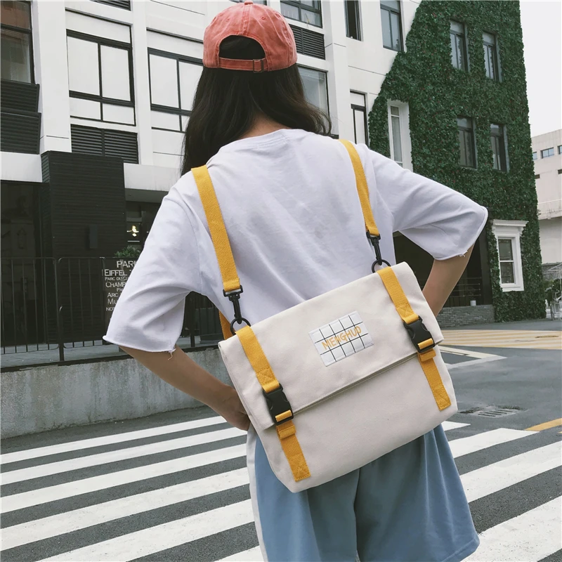 Menghuo Top Quality Women Canvas Backpack Bookbag Female Dual Purpose Shoulder Bag Daily Travel Backpacks Crossbody Bags Mochila (25)