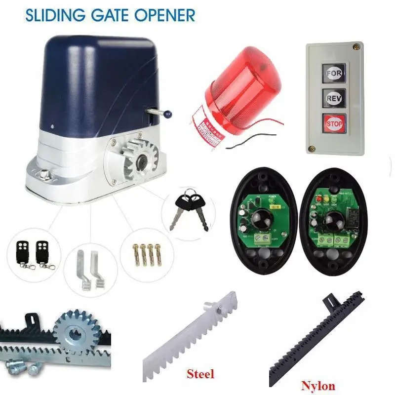 1200kgs Electric Steel Sliding Gate Motors 2 remote control gate opener with 5m 15ft racks flashing lamp push button photocell
1200kgs Electric Steel Sliding Gate Motors 2 remote control gate opener with 5m 15ft racks flashing lamp push button photocell