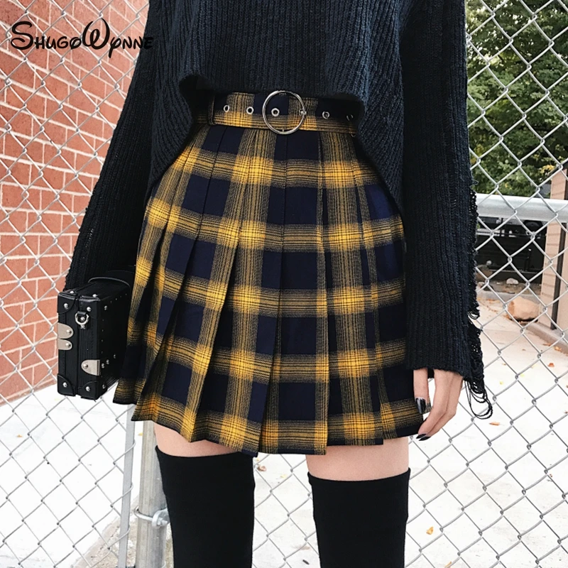 Hot Sale Gothic Harajuku Women Plaid Skirts Cute Yellow Black Red Lattice Pleated Skirt Punk Style High Waist Female Short Skirt
Hot Sale Gothic Harajuku Women Plaid Skirts Cute Yellow Black Red Lattice Pleated Skirt Punk Style High Waist Female Short Skirt