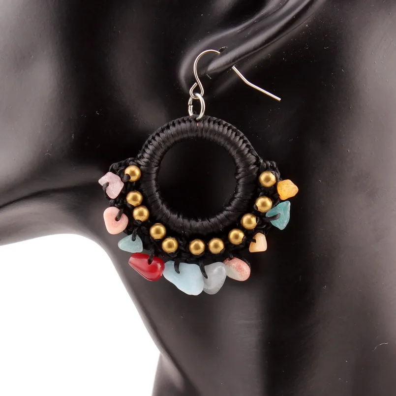 Florosy Bohemain Handmade Drop Colorful Stone Statement Earrings for Women Black Rope Braided Gold Color Bead Drop Earrings New
Florosy Bohemain Handmade Drop Colorful Stone Statement Earrings for Women Black Rope Braided Gold Color Bead Drop Earrings New
