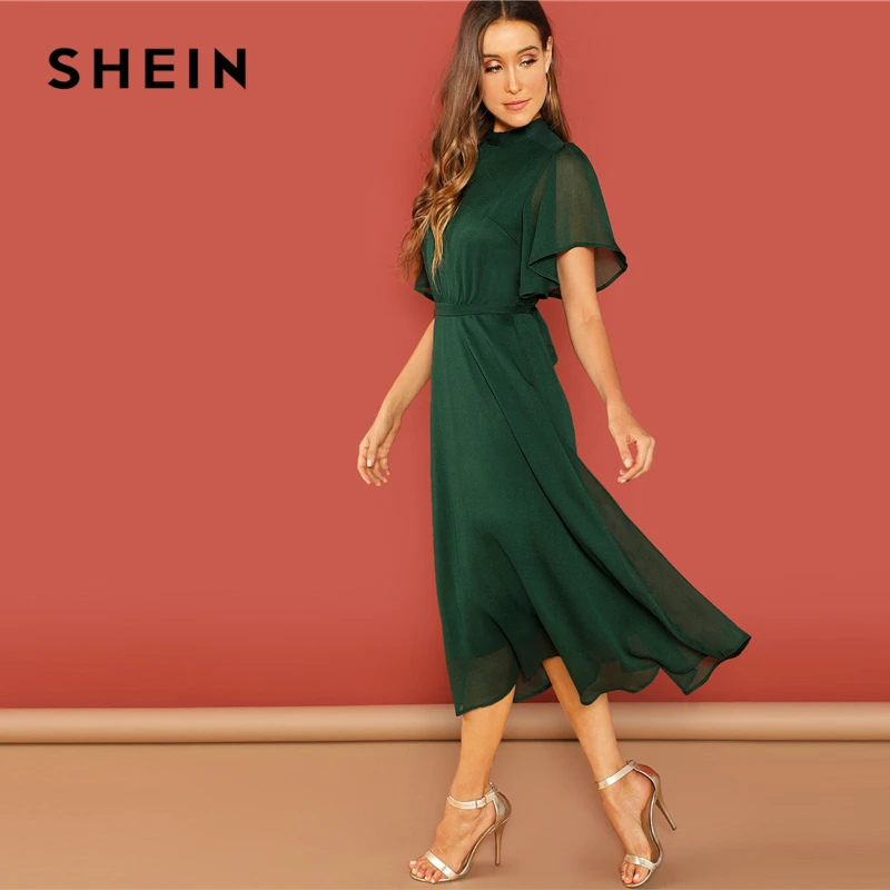SHEIN Weekend Casual Green Flutter Sleeve Short Sleeve Split Tie Back Solid Stand Collar Dress Women Autumn Elegant Dress
SHEIN Weekend Casual Green Flutter Sleeve Short Sleeve Split Tie Back Solid Stand Collar Dress Women Autumn Elegant Dress