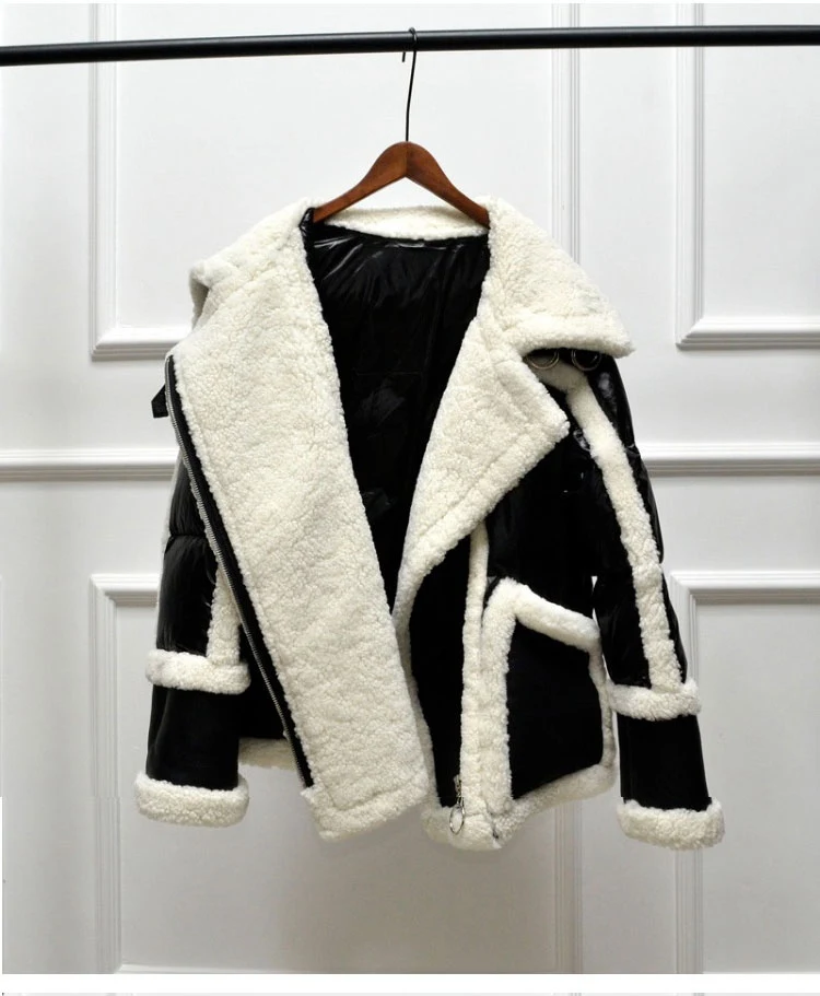 genuine leather and fur duck down coat silver (14)
