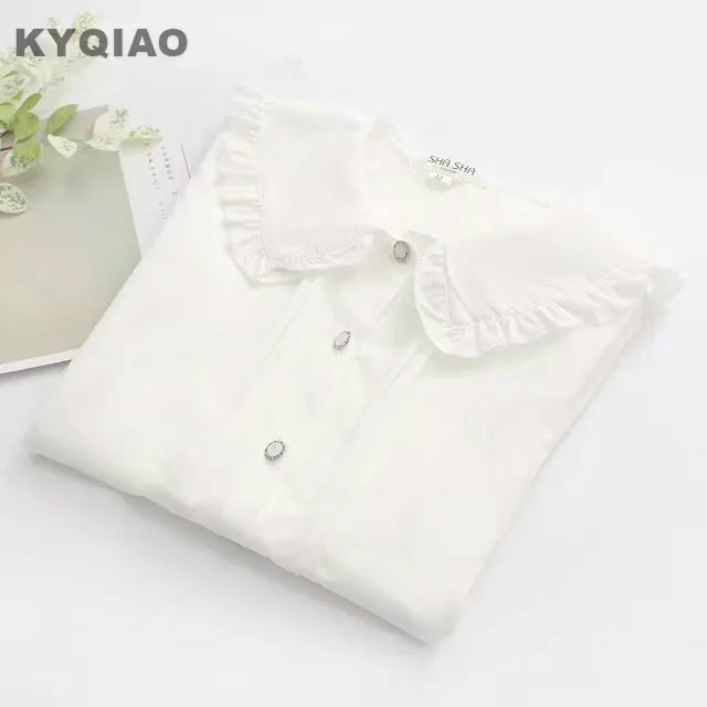 KYQIAO Japanese school uniform 2019 mori girls autumn spring Japan style sweet long sleeve peter pan collar white chiffon blouse
KYQIAO Japanese school uniform 2019 mori girls autumn spring Japan style sweet long sleeve peter pan collar white chiffon blouse