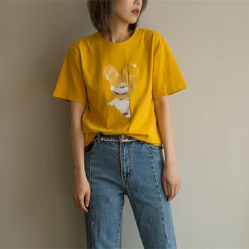 Johnature 2020 Loose Simple Cartoon Print Causal Women Tops Summer New Women Clothes Short Sleeve O-neck Female T-shirts
Johnature 2020 Loose Simple Cartoon Print Causal Women Tops Summer New Women Clothes Short Sleeve O-neck Female T-shirts