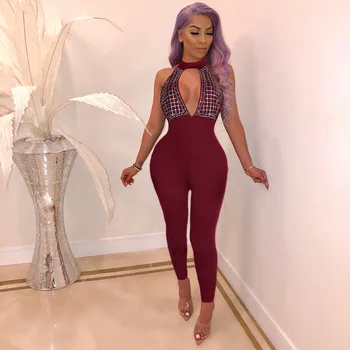 New Design Front Rhinestone Women Halter Jumpsuits High Quality Sexy Club Women Rompers
New Design Front Rhinestone Women Halter Jumpsuits High Quality Sexy Club Women Rompers