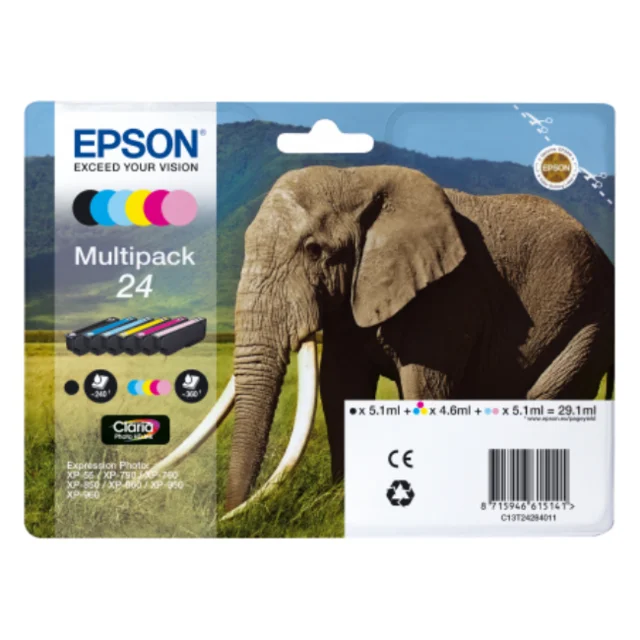 Epson Multipack 6-colours 24 Claria Photo HD Ink, Negro, Cian, Cian claro, Magenta claro, Magenta, Amarillo, Epson, XP-750 XP-85
Epson Multipack 6-colours 24 Claria Photo HD Ink, Negro, Cian, Cian claro, Magenta claro, Magenta, Amarillo, Epson, XP-750 XP-85