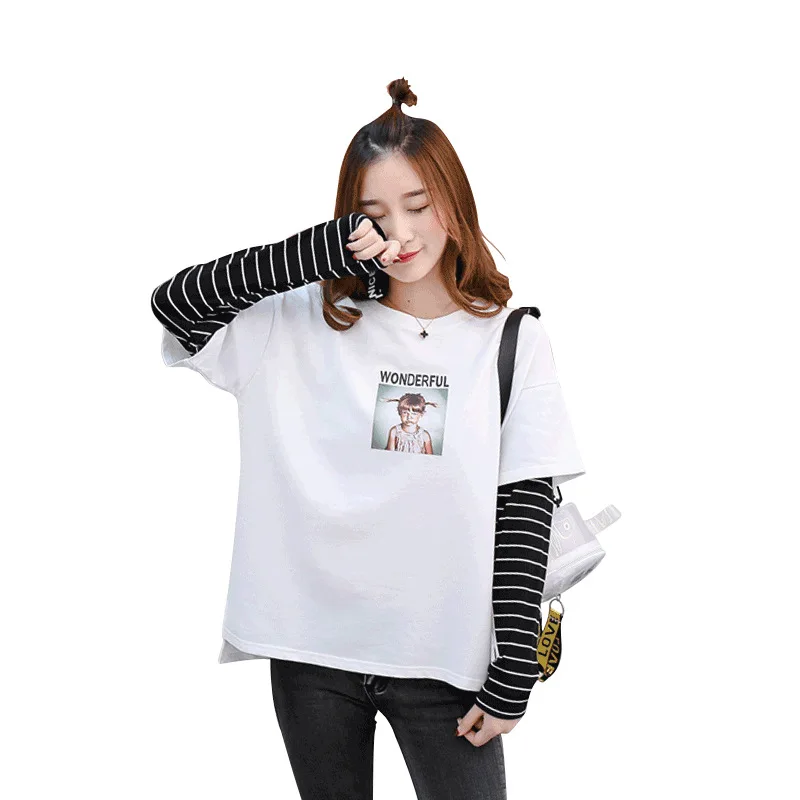 2019 sweatshirt Anti-ball cotton striped fake two-piece sweatshirt female long-sleeved coat Korean version of sweatshirt women
2019 sweatshirt Anti-ball cotton striped fake two-piece sweatshirt female long-sleeved coat Korean version of sweatshirt women