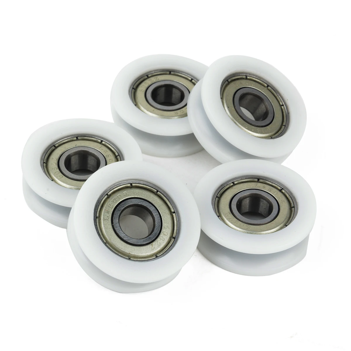 

5Pcs/Set White U Groove Bearing Nylon Plastic Embedded 608 Ball Bearings Guide Pulley Size 8x30x10mm for Mobile Door Window