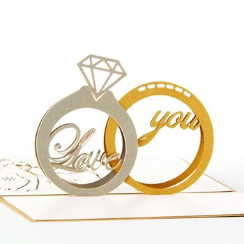 (10 pieces/lot) Gold Diamond Couple Ring Wedding Postcard Handmade 3D Kirigami Pop UP Greeting Cards For Valentine Day C1017G
(10 pieces/lot) Gold Diamond Couple Ring Wedding Postcard Handmade 3D Kirigami Pop UP Greeting Cards For Valentine Day C1017G