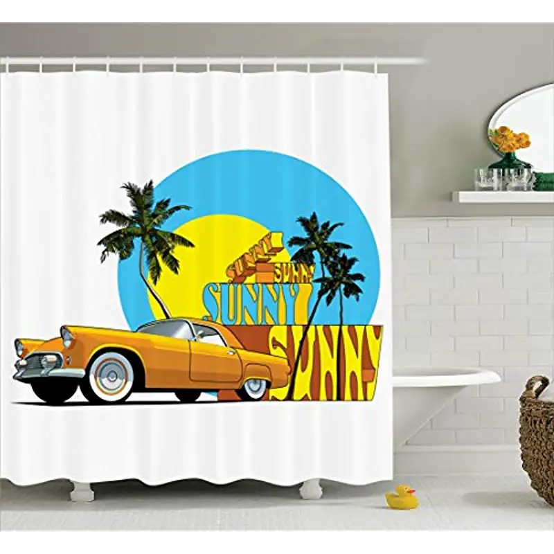 Vixm 1950s Vintage Classic Car in Magic City Miami with Exotic Coconut Trees Sunny Day Beach Bathroom Shower Curtains
Vixm 1950s Vintage Classic Car in Magic City Miami with Exotic Coconut Trees Sunny Day Beach Bathroom Shower Curtains