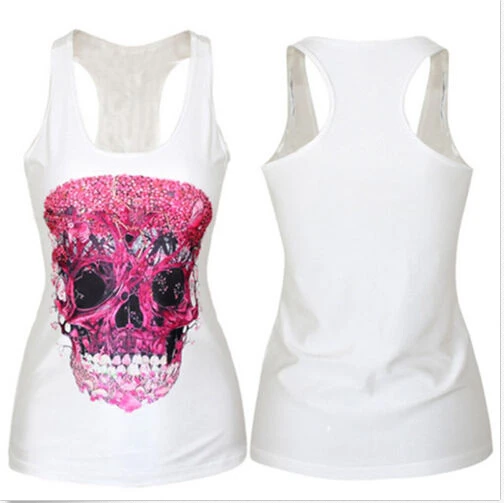Punk Skull Jeans Vest Sexy Woman Skull Print Vest Tops Summer Women Rock Sleeveless Vest Black White Camisole top
Punk Skull Jeans Vest Sexy Woman Skull Print Vest Tops Summer Women Rock Sleeveless Vest Black White Camisole top