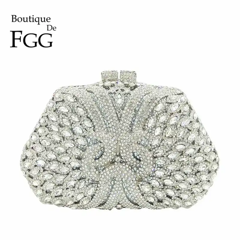 silver diamond clutch