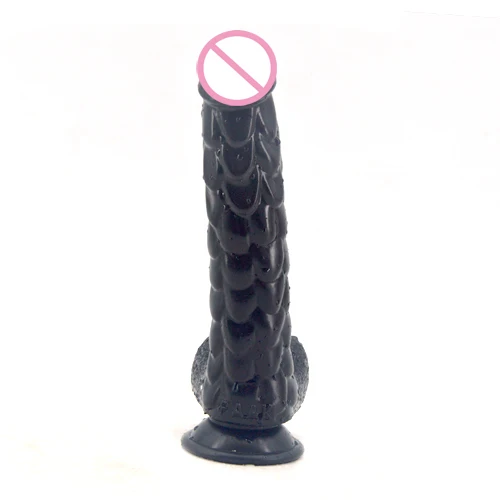Fish Scale Shape Surface Silicone Dildo Testicular Suction Cup Sex Toy For Woman Insert Vagina Comfortable Good Quality Toy