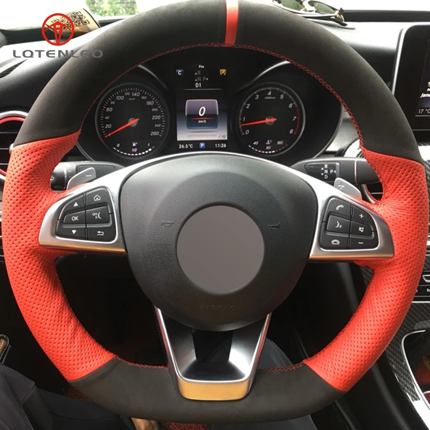 LQTENLEO Red Genuine Leather Black Suede Car Steering Wheel Cover for Mercedes-Benz C200 C250 C300 B250 B260 A200 A250 CLA220
LQTENLEO Red Genuine Leather Black Suede Car Steering Wheel Cover for Mercedes-Benz C200 C250 C300 B250 B260 A200 A250 CLA220