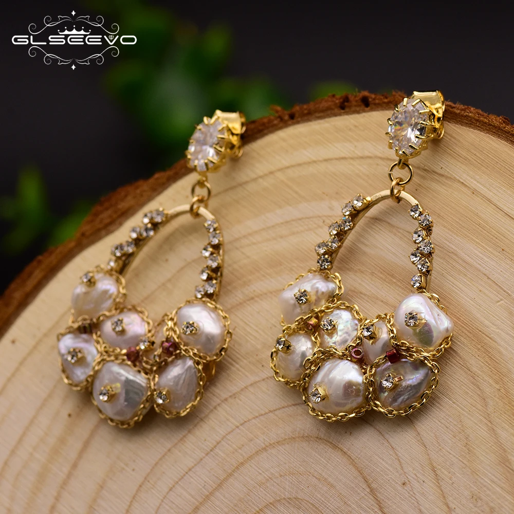 GLSEEVO 925 Silver Ear Pin Natural Fresh Water Baroque Pearl Drop Earrings For Women Wedding Dangle Earrings Jewellery GE0324
GLSEEVO 925 Silver Ear Pin Natural Fresh Water Baroque Pearl Drop Earrings For Women Wedding Dangle Earrings Jewellery GE0324
