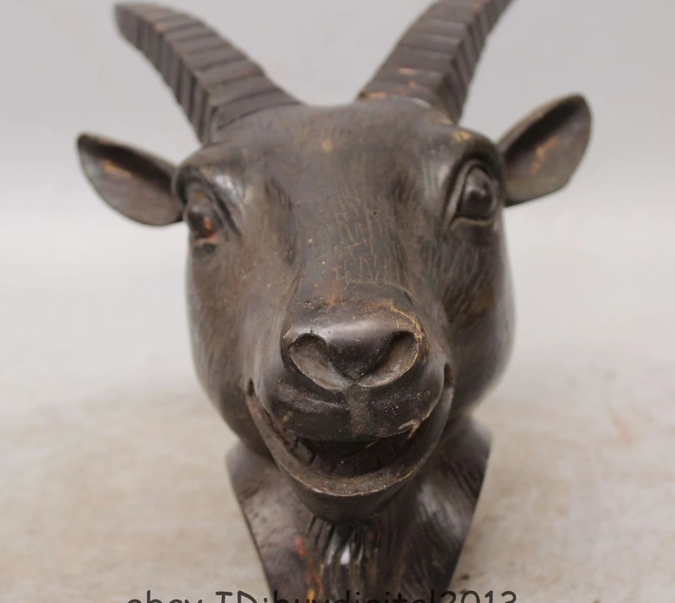 8" Folk Old Chinese Fengshui Bronze 12 Year Zodiac Sheep Head Statue Sculpture
8" Folk Old Chinese Fengshui Bronze 12 Year Zodiac Sheep Head Statue Sculpture