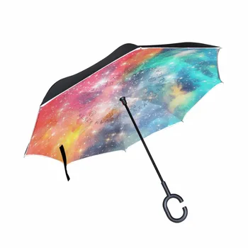 Windproof Colorful Starry Sky Reverse Folding Double Layer Inverted Umbrellas Self Stand Rain Sun Protection C-Hook For Car
Windproof Colorful Starry Sky Reverse Folding Double Layer Inverted Umbrellas Self Stand Rain Sun Protection C-Hook For Car