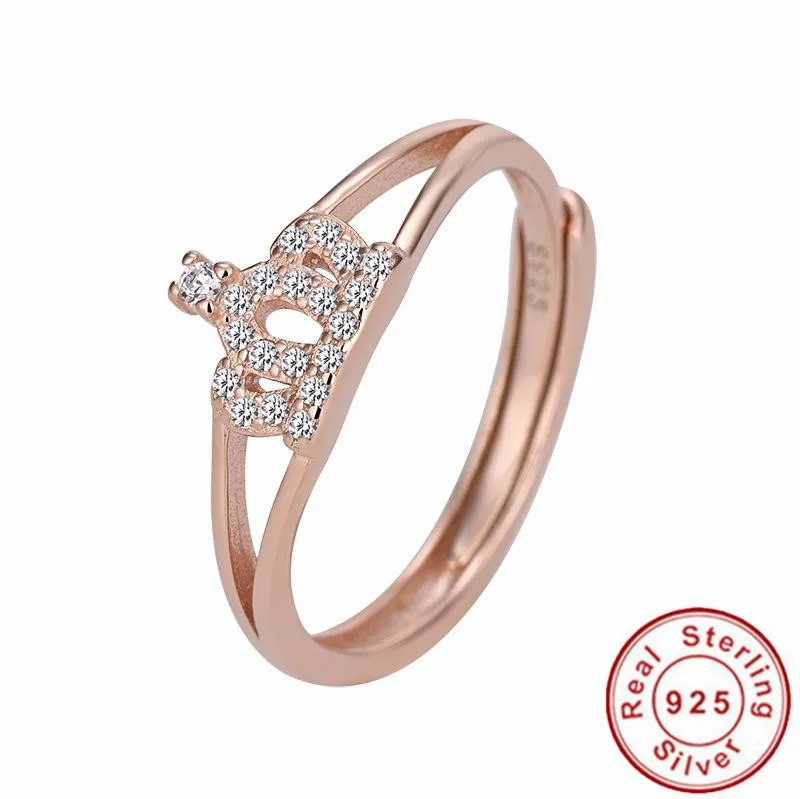 Resizable Womens Wedding Band Rings Rose Gold Color Crystal Crown Ring 925 Sterling Silver
Resizable Womens Wedding Band Rings Rose Gold Color Crystal Crown Ring 925 Sterling Silver