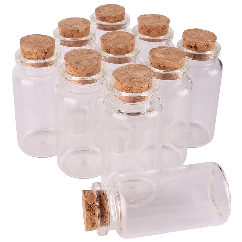 

24pcs 30*70*17mm 30ml Mini Glass Wishing Bottles Tiny Jars Vials With Cork Stopper wedding gift