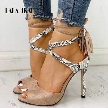 LALA IKAI Sandals Women High Heels Summer Sexy Peep Toe Party Shoes Lace-Up Fringe Flock Thin Heels Sandalie 014C3794-4
LALA IKAI Sandals Women High Heels Summer Sexy Peep Toe Party Shoes Lace-Up Fringe Flock Thin Heels Sandalie 014C3794-4