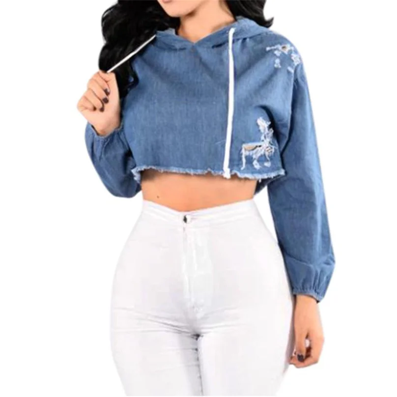 Women Fashion Casual Loose Punk Hooded Hoodie Long Sleeve Stylish Crop Top Spring Autumn Thin Denim Hole Sweatshirt WT#T3
Women Fashion Casual Loose Punk Hooded Hoodie Long Sleeve Stylish Crop Top Spring Autumn Thin Denim Hole Sweatshirt WT#T3