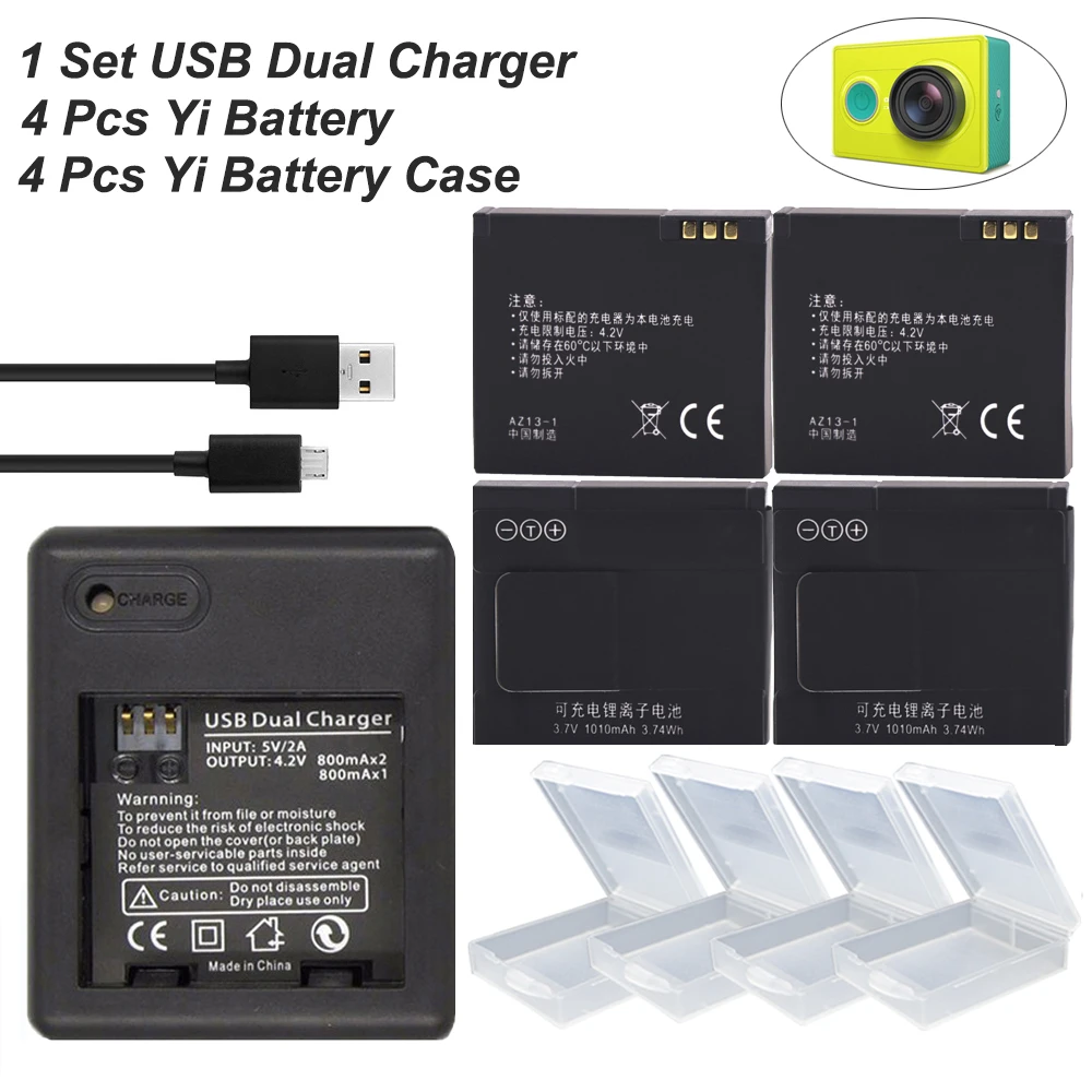 4x batteries xiao mi Yi accessories 1010mAh original Xiaoyi Yi Battery with Double Dual Charger for xiaomi yi action camera
4x batteries xiao mi Yi accessories 1010mAh original Xiaoyi Yi Battery with Double Dual Charger for xiaomi yi action camera