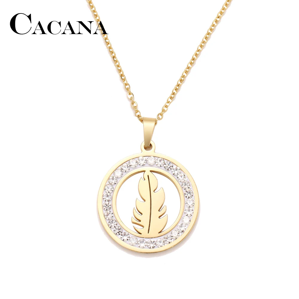 Cacana Stainless Steel Crystal Round Pendants Necklace Women Choker Jewelry Feather Trendy Necklaces Chain Valentine's Day
Cacana Stainless Steel Crystal Round Pendants Necklace Women Choker Jewelry Feather Trendy Necklaces Chain Valentine's Day