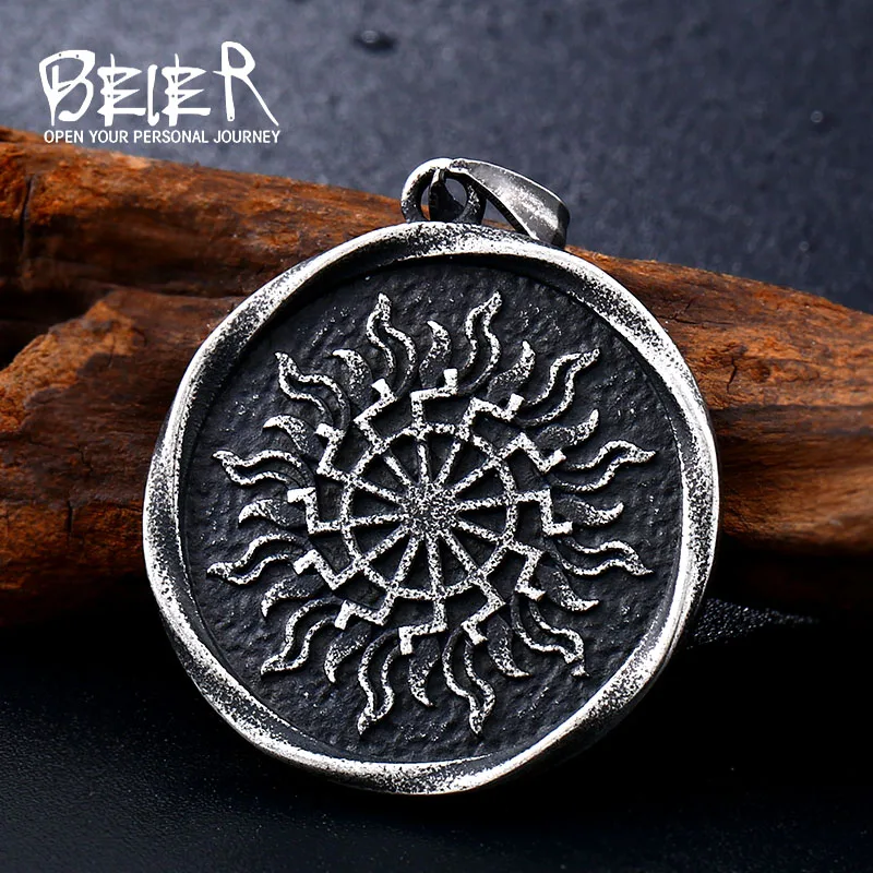Beier 316L stainless Vegvisir Amulet Pendant Necklace Valknut Odin's Symbal Of Norse Necklace Sonnenrad Viking Jewelry LP279
Beier 316L stainless Vegvisir Amulet Pendant Necklace Valknut Odin's Symbal Of Norse Necklace Sonnenrad Viking Jewelry LP279